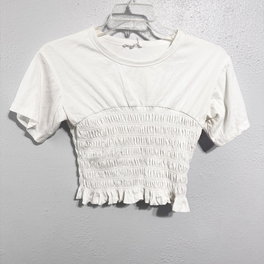Grey Lab small White Smocked Crop Top